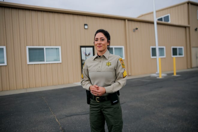 San Juan County Sheriff's Office Sgt. Candice Mitchell poses for a portrait Wednesday at the Lt. Owen Landdeck Training Center at Safety City in Kirtland. Sgt. Mitchell was recently appointed to the Criminal Justice Training Academy Director position, she is the first female to hold this title.