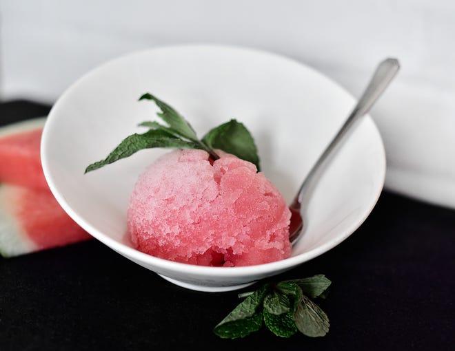 Watermelon Mint Sorbet, Craft Gourmet Bakery, by Chef Jordan of George Artisan Bakery & Bistro. 