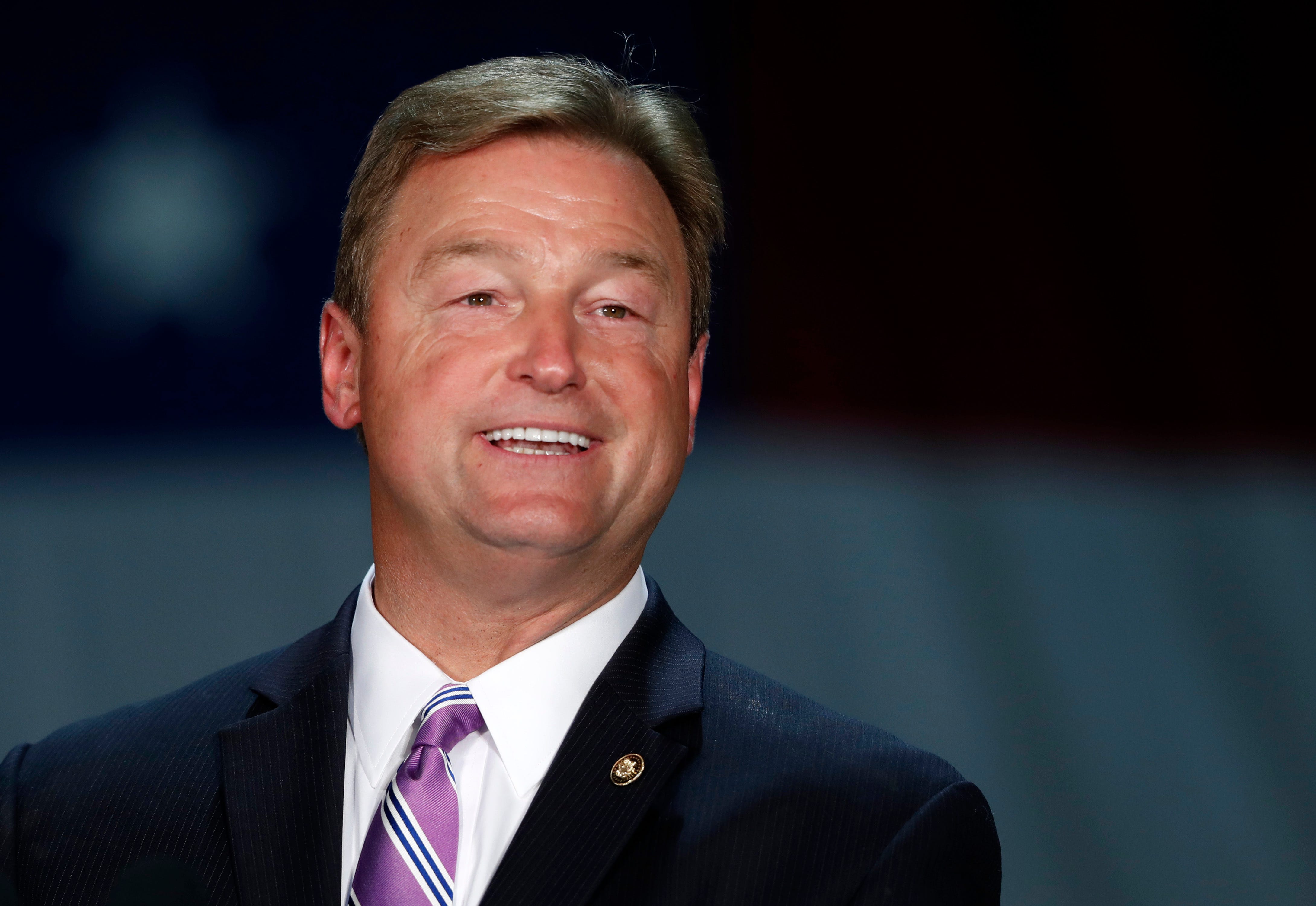 In this Sept. 7, 2018, file photo, Sen. Dean Heller, R-Nev, speaks during a visit by Vice President Mike Pence at Nellis Air Force Base in Las Vegas.