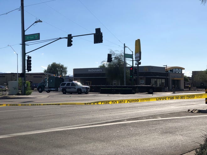 A pedestrian was killed on Thursday afternoon after a semitruck's rear wheels came up onto the sidewalk and hit the man.