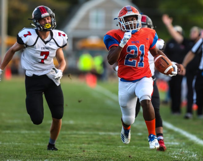 Dashon Byers of Millville takes off on a long run against Kingsway at Millville High School, September 21, 2018.