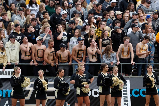 Purdue fans cheer in a game against Boston College during the first quarter at Ross-Ade Stadium.