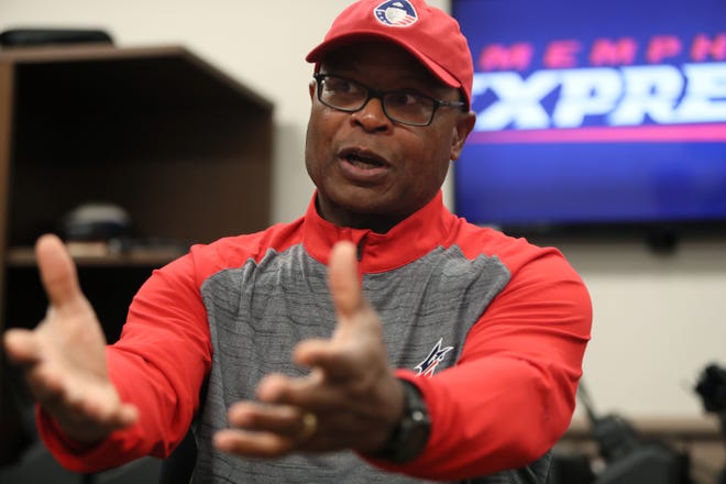 Mike Singletary, the Head Coach of Memphis Express, talks about his role in the newly formed eight-team Alliance of American Football spring pro football league from the offices of the Liberty Bowl on Sunday, Sept.23, 2018.