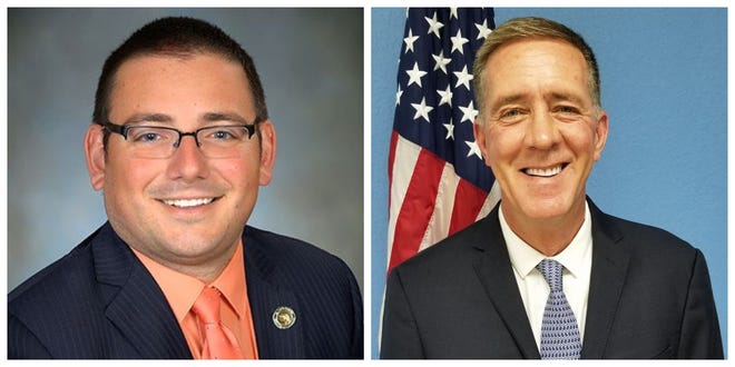 From left to right: Republican St. Lucie County Commission District 2 incumbent Anthony Bonna, and Democrat challenger Sean Mitchell