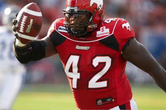Mike Labinjo was considered a fan favorite when he played for the Calgary Stampeders. His team won the Grey Cup in 2008.