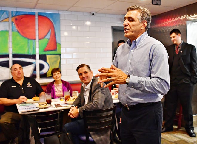 U.S. Rep. Lou Barletta, R-Pa., the Republican nominee for U.S. Senate facing incumbent U.S. Sen. Bob Casey, addresses York countians at Round the Clock Diner in Manchester Township, Tuesday, Sept. 25, 2018. Dawn J. Sagert photo