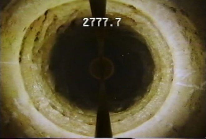 The view inside a deep injection well 2,777.7 feet underground.