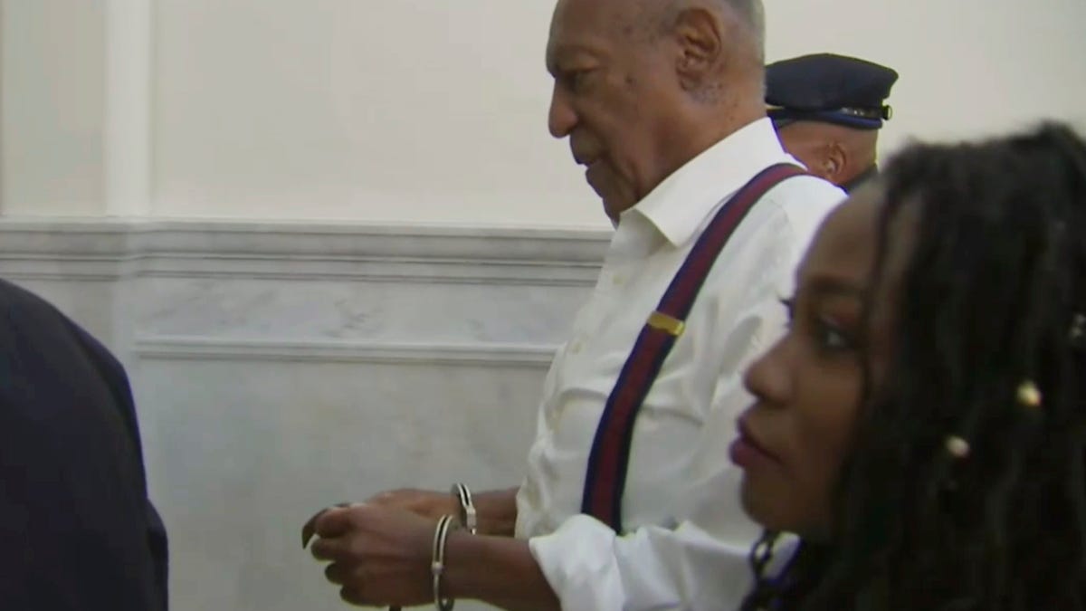 Bill Cosby was led away to prison in handcuffs after being denied bail on the grounds that his sentence is longer than two years.