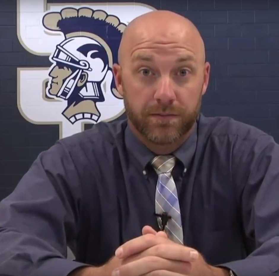 Jared Hensley addresses Soddy-Daisy High School in a video on Wednesday, Sept. 26, 2018.