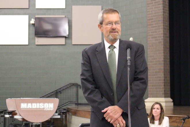 Acting Madison superintendent Lee Kaple speaks during a Madison school board meeting Wednesday, Sept. 26, 2018. The board approved a contract to hire Kaple as the district's acting superintendent after relieving superintendent Shelley Hilderbrand of all duties with pay as part of an investigation of allegations she violated board policy.