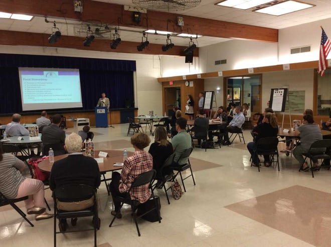 Residents gather for the third community conversation held by the Maple Dale-Indian Hill School Board Sept. 25 to discuss the district's operational and facility needs.