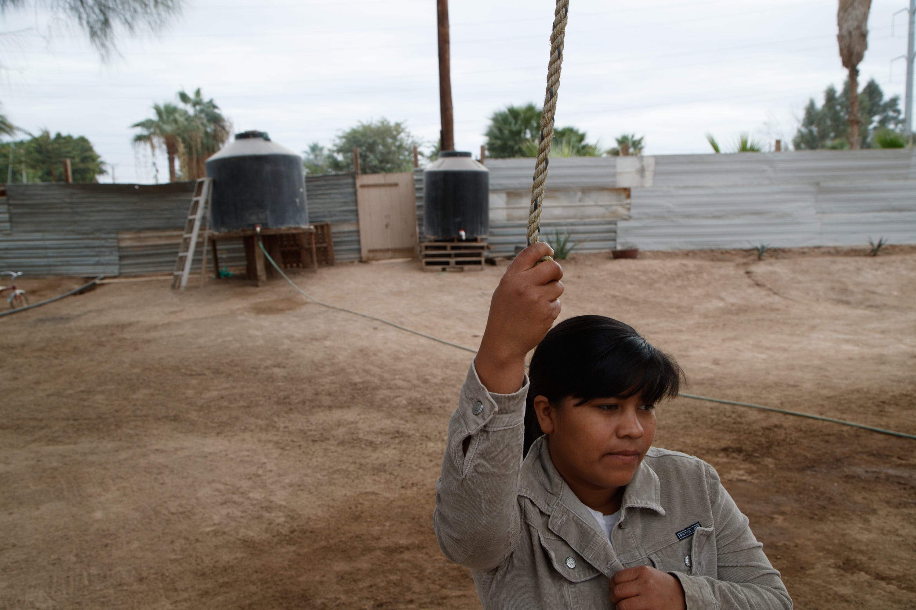 Yojana Núñez Ramírez lives with her husband and their 2-year-old daughter, Fernanda, on a small farm next to the Industrias Zahori factory in Mexicali.