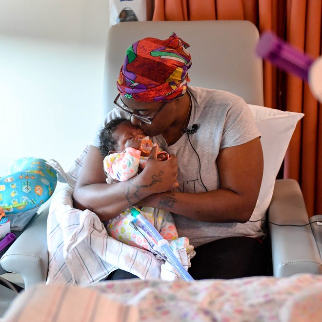 Angelina Hall comes to the NICU everyday to spend time with her baby, U'Nyizàh Jay'myia Hall. She uses the Angel Eye Camera System when she goes home at night.