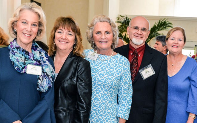Women's Refuge of Vero Beach Executive Director Diane Ludwig, left, Refuge Board President Becky Oliver, founders Donna and Ted Robart and Bernard Egan Foundation Board President Bernadette Emerick.