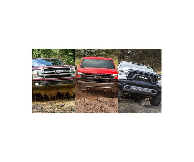 From left, 2018 Ford F-150, 2019 Chevrolet Silverado and 2019 Ram 1500