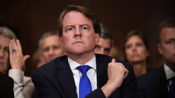 White House counsel Don McGahn listens as Supreme...