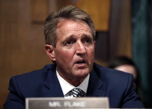 Sen. Jeff Flake, R-Ariz., speaks before the Senate Judiciary Committee hearing about an investigation, on Sept. 28, 2018, on Capitol Hill in Washington, D.C.