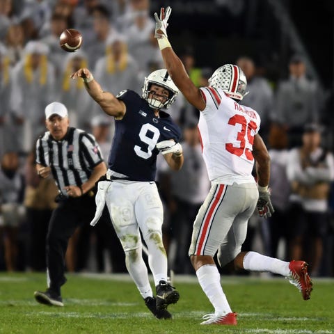 Penn State quarterback Trace McSorley  passes as...