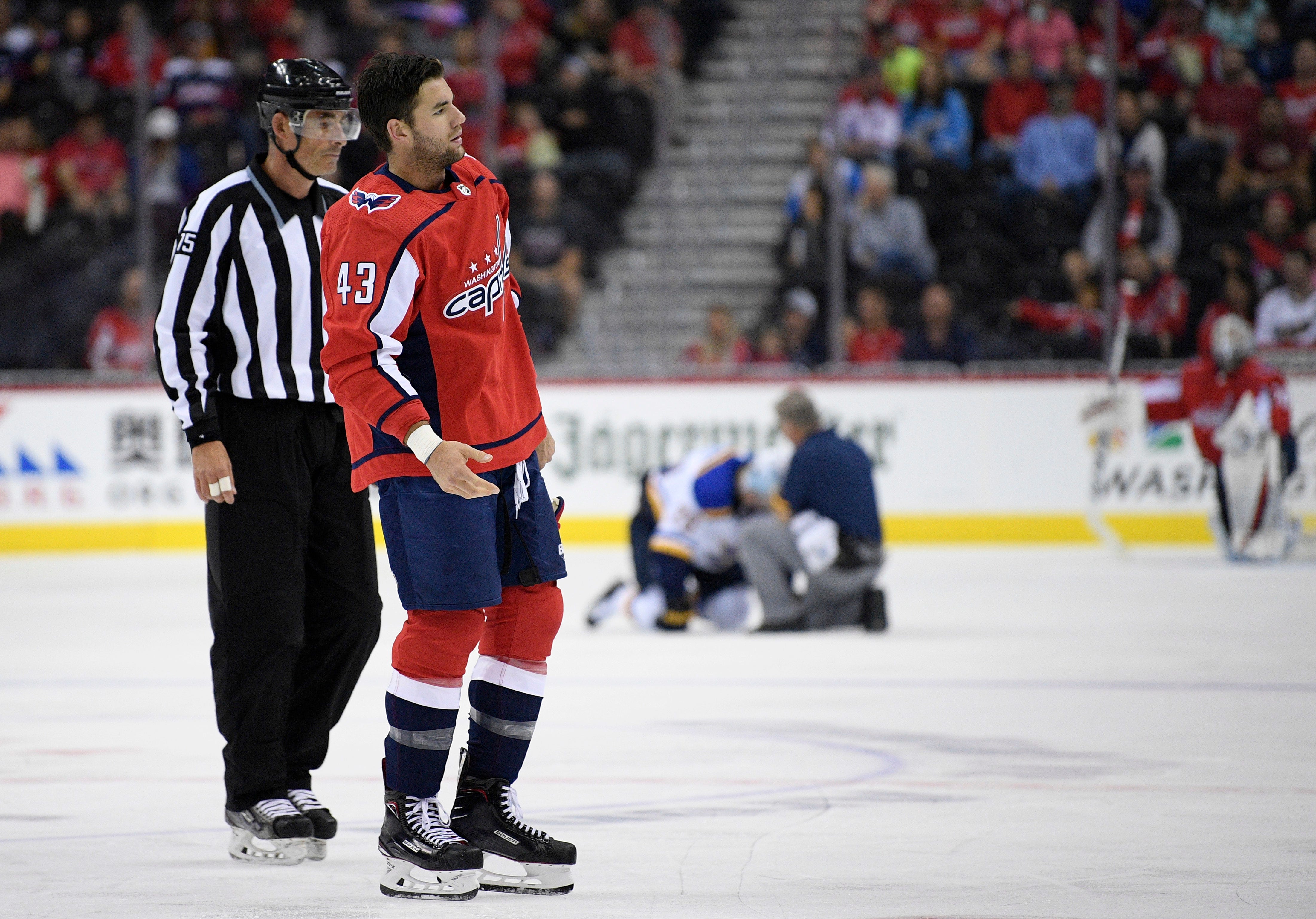 Capitals' Tom Wilson faces suspension after being ejected for hit on Blues' Oskar Sundqvist