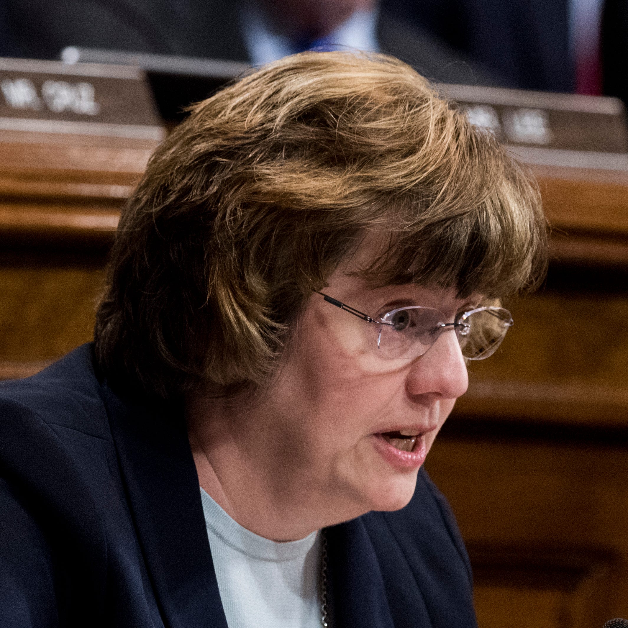 Rachel Mitchell, counsel for Senate Judiciary Committee Republicans, questions Dr. Christine Blasey Ford last Thursday during a committee hearing on the nomination of Brett Kavanaugh to be an associate justice of the Supreme Court.