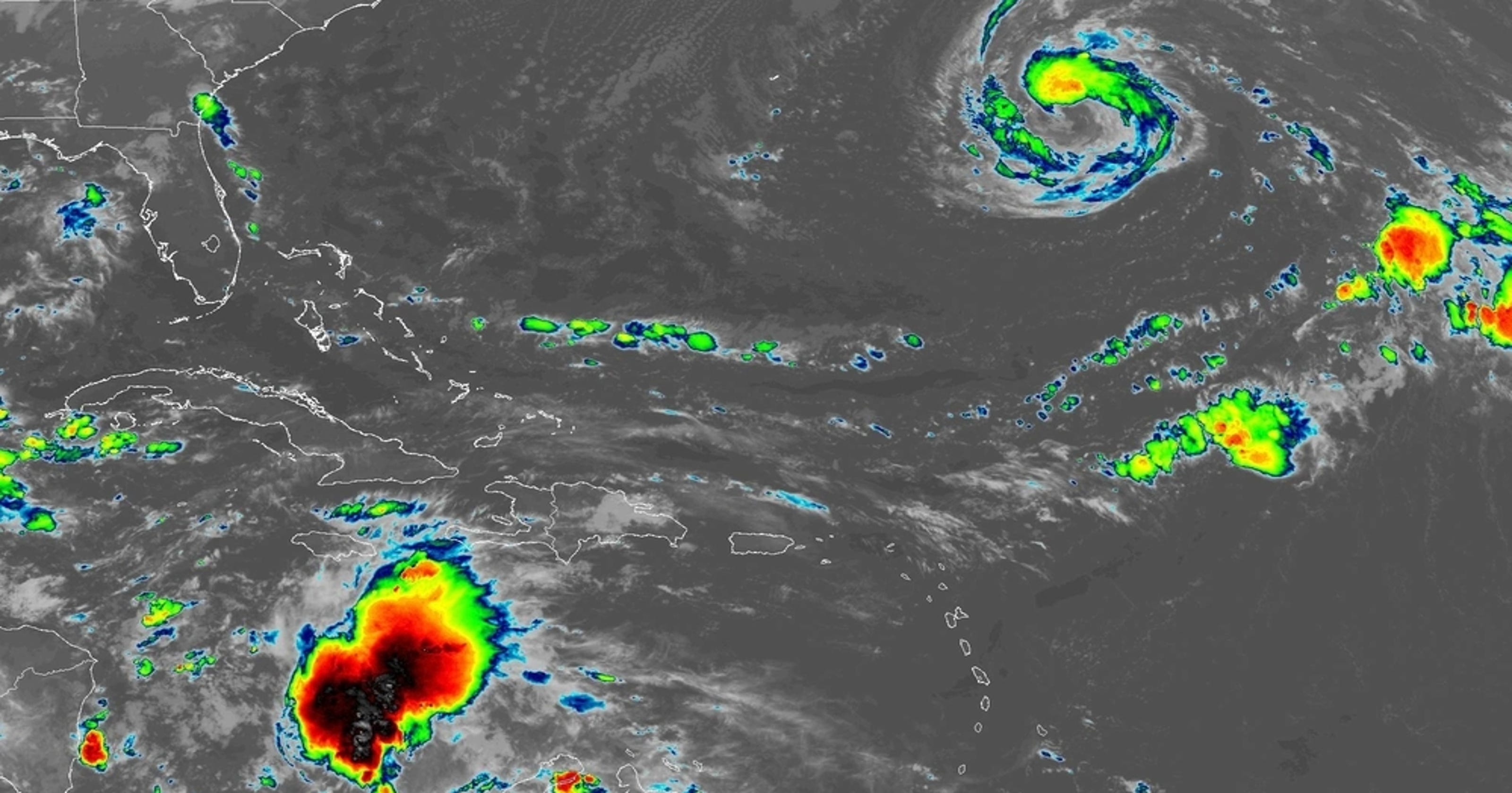 Tropical Storm Leslie forecast and path; NHC monitoring system in Caribbean