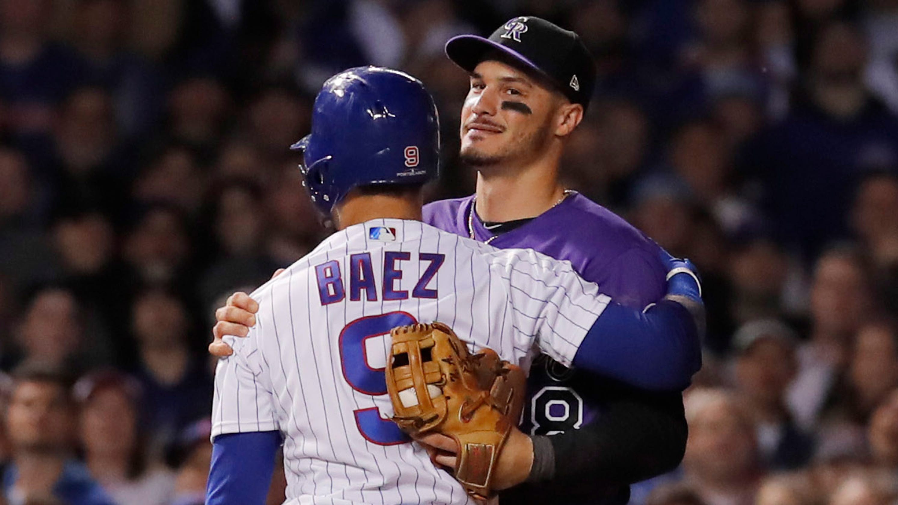 Mlb Playoffs Hugging Incident In Cubs Rockies Nl Wild Card Game