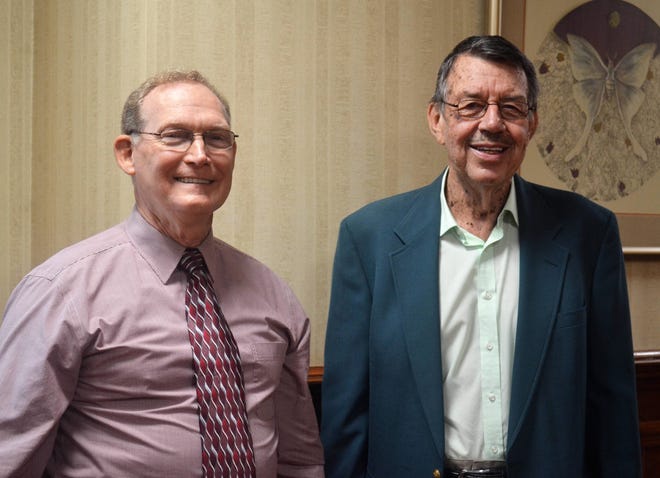Clydescope’s new director, Bill Brown, left, stands with Jim Avery, who was a founder and treasurer of Clydescope and the group’s director from 2016
 until his retirement last spring.