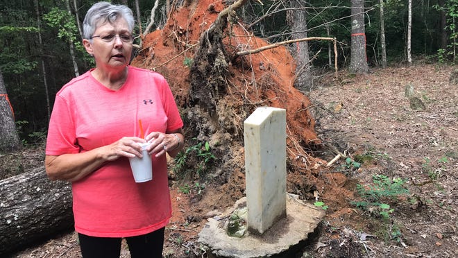 Helen Winchester Dodgens talks about her frustration at not being allowed to make repairs at her family's ancestral cemetery in Pickens County.