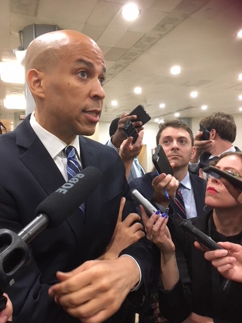 Sen. Cory Booker, D-N.J., a member of the Senate Judiciary Committee, told reporters Oct. 4, 2018 that the FBI report into Brett Kavanaugh raised more questions.
