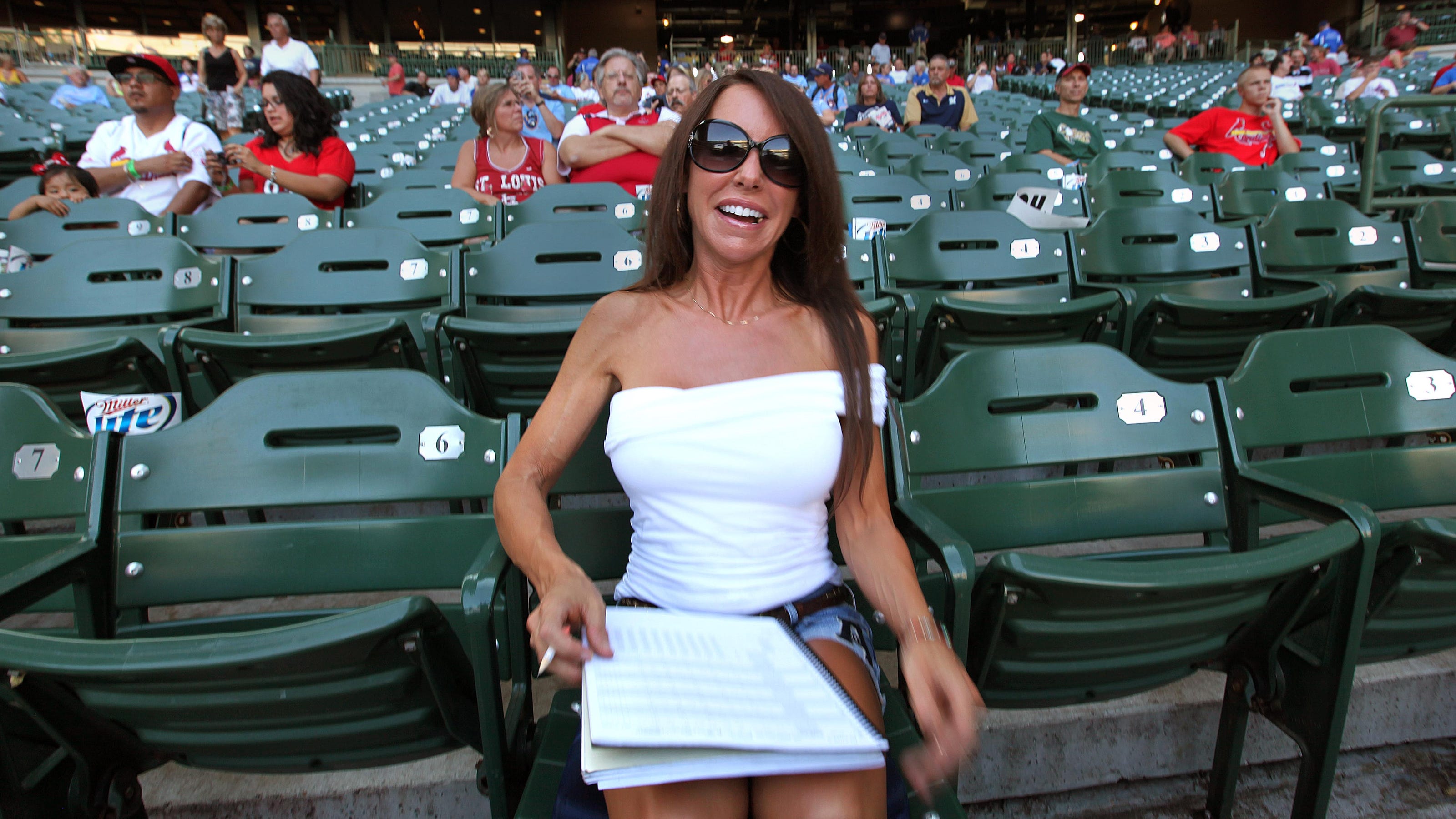 Front Row Amy is the center of attention at Brewers games