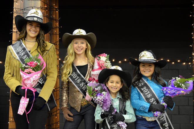 The 2018 Southwestern New Mexico State Fair Royalty are, from left, Melody Ruebush, queen; Blakely Hyatt, Princess; Xoe Grado, Pee Wee Princess; and Mariah Carlos, Junior Princess.