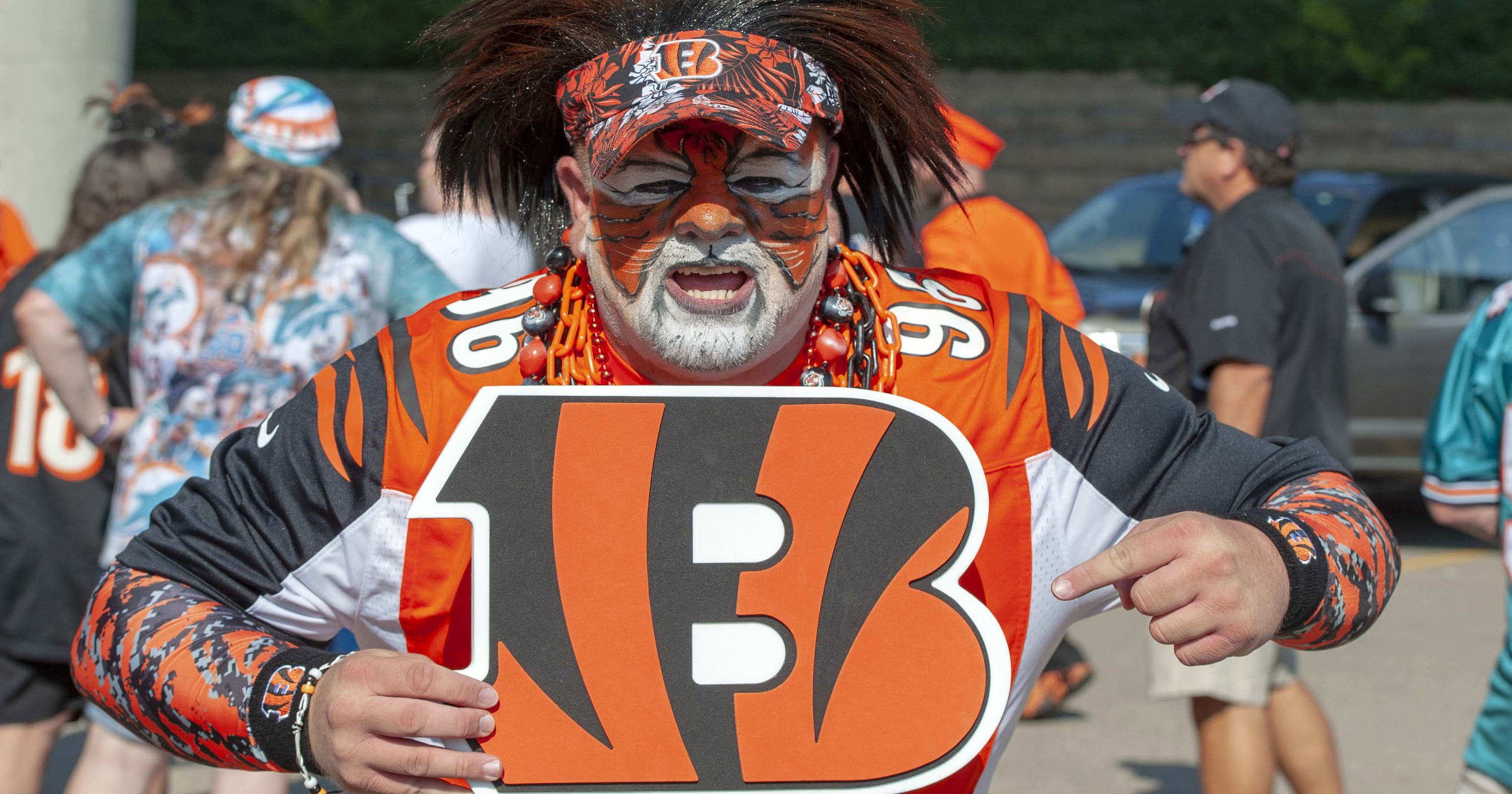 Cincinnati Bengals fans tailgate before Miami Dolphins game, Oct. 7