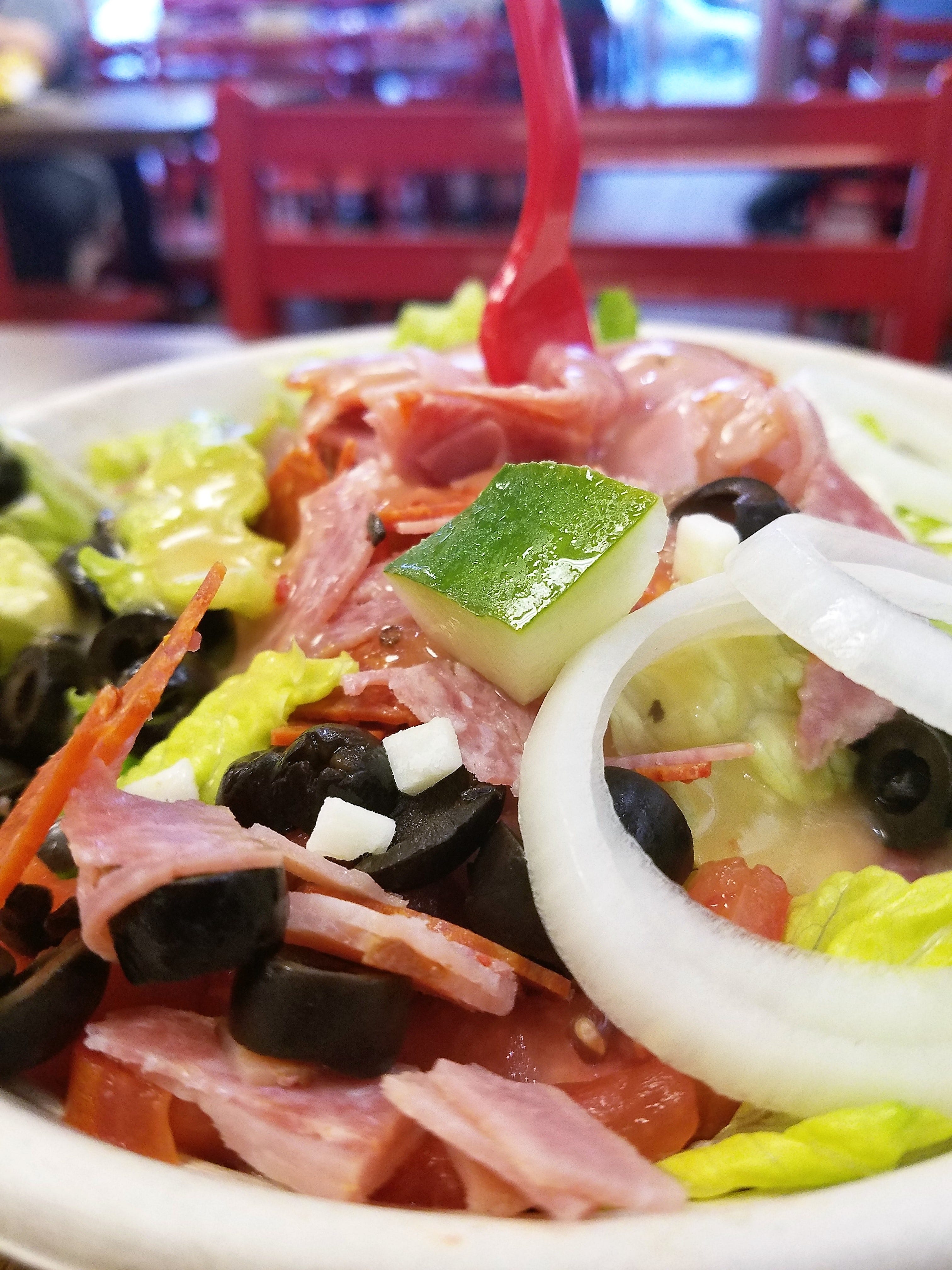 What temperature does firehouse subs steam their meat 3 The Italian with Grilled Chicken salad, topped with sliced chicken, salami, pepperoni, black olives and Italian dressing at Firehouse Subs on Friday, October 4, 2018.