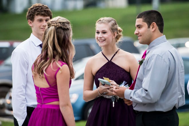 Students arrive at Bermudian Springs High School's homecoming dance on Saturday, October 6, 2018. 