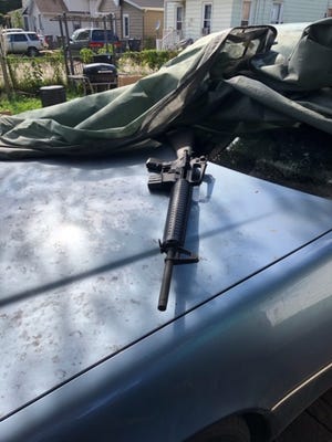 Waukesha police say this assault rifle was found in a neighboring backyard shortly after a man was arrested following a six-hour standoff in the 200 block of East Main Street early on Monday, Oct. 8. The man was being held pending charges.