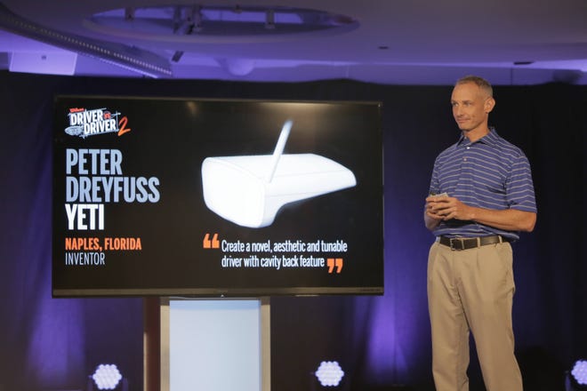Naples' Peter Dreyfuss makes his presentation on his driver model "Yeti" during the premiere of "Driver vs. Driver 2" on the Golf Channel last Tuesday. The second episode airs Tuesday night at 9.