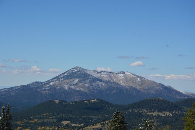 Snow on the mountains north of Flagstaff after an unusually cold October storm.
