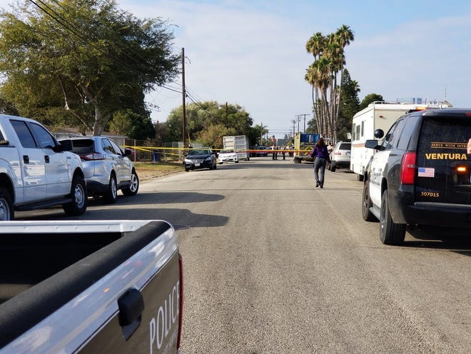 Ventura County sheriff's deputies and Oxnard police respond to a report of gunshots in the unincorporated community of El Rio on Oct. 9.