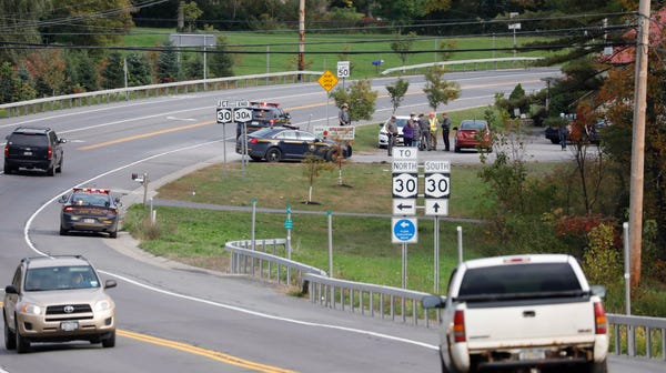 The scene at Route 30 and Route 30A in Schoharie,...