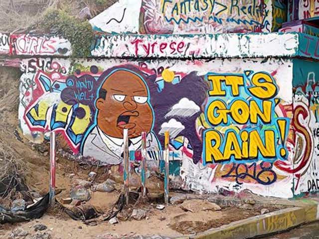 Artist Paints Family Guy Character On Graffiti Bridge Ahead Of Hurricane Michael