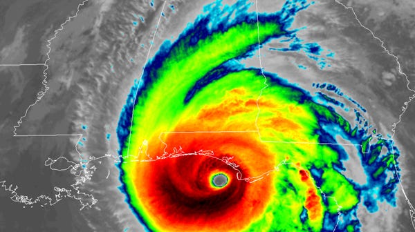 Infrared NOAA satellite image shows Hurricane Mich
