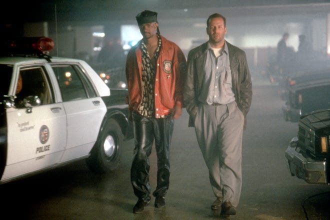 A disgraced ex-football star (Damon Wayans, left) and a private eye (Bruce Willis) dig up shady shenanigans while investigating a murder in "The Last Boy Scout."