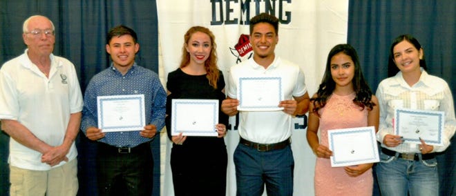 The Community Healthcare Foundation of Deming and Luna County awarded five scholarships back in May to five graduates at Deming High School. pictured from left are: board member Dr. James O'Connell and students Trentin Apodaca, Nayeli Vasquez, Daniel Mireles, Karina Reyes and Johana Barrajas.