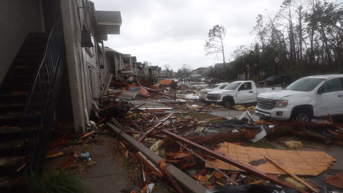 Heavy damage caused by Hurricane Michael in Panama City, Fla., Wednesday, Oct. 10, 2018. 