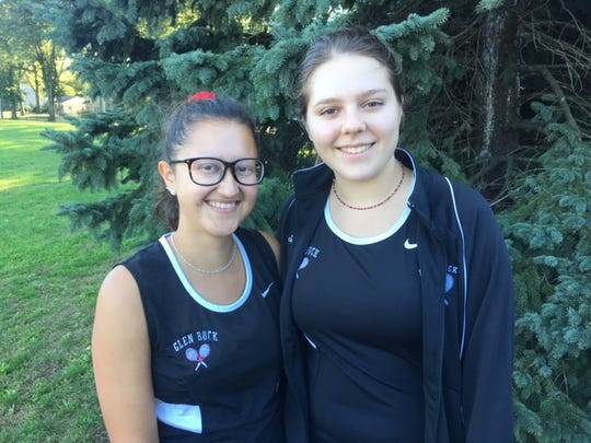 Glen Rock’s 1st doubles players - Charlotte Arehart (left) and Grace DeSalvo