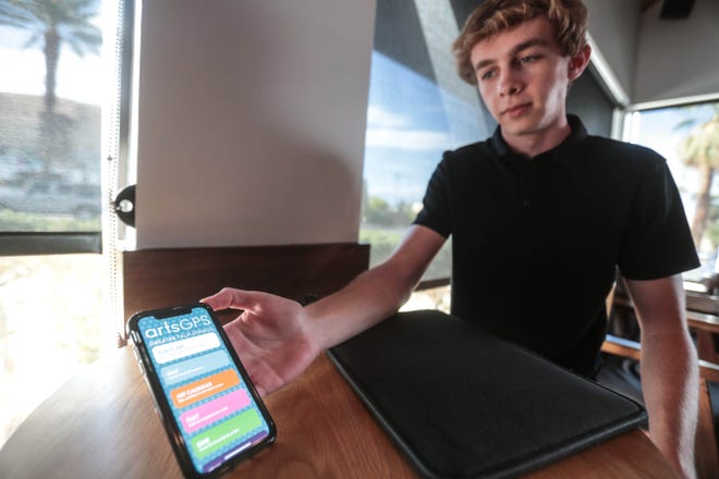 Xavier Prep student Hunter Martin made an app that shows where public art in the Coachella Valley are located. Photo taken on Friday, October 12, 2018 in Palm Desert.