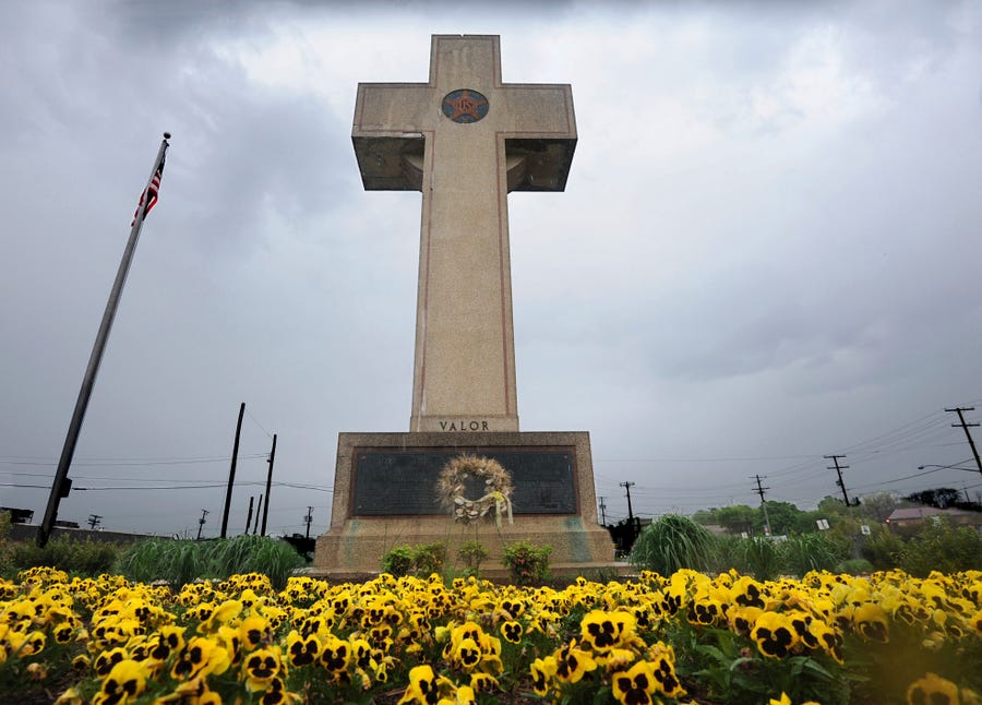 The World War I memorial cross in Bladensburg, Maryland, has been the focus of a Supreme Court case on the separation of church and state.