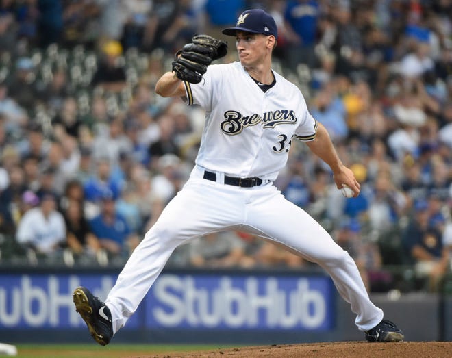 Brent Suter went 8-7 with a 4.44 ERA in 20 games this year before he was sidelined by a torn ligament in his left elbow.