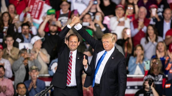 President Donald Trump urged the crowd to vote...