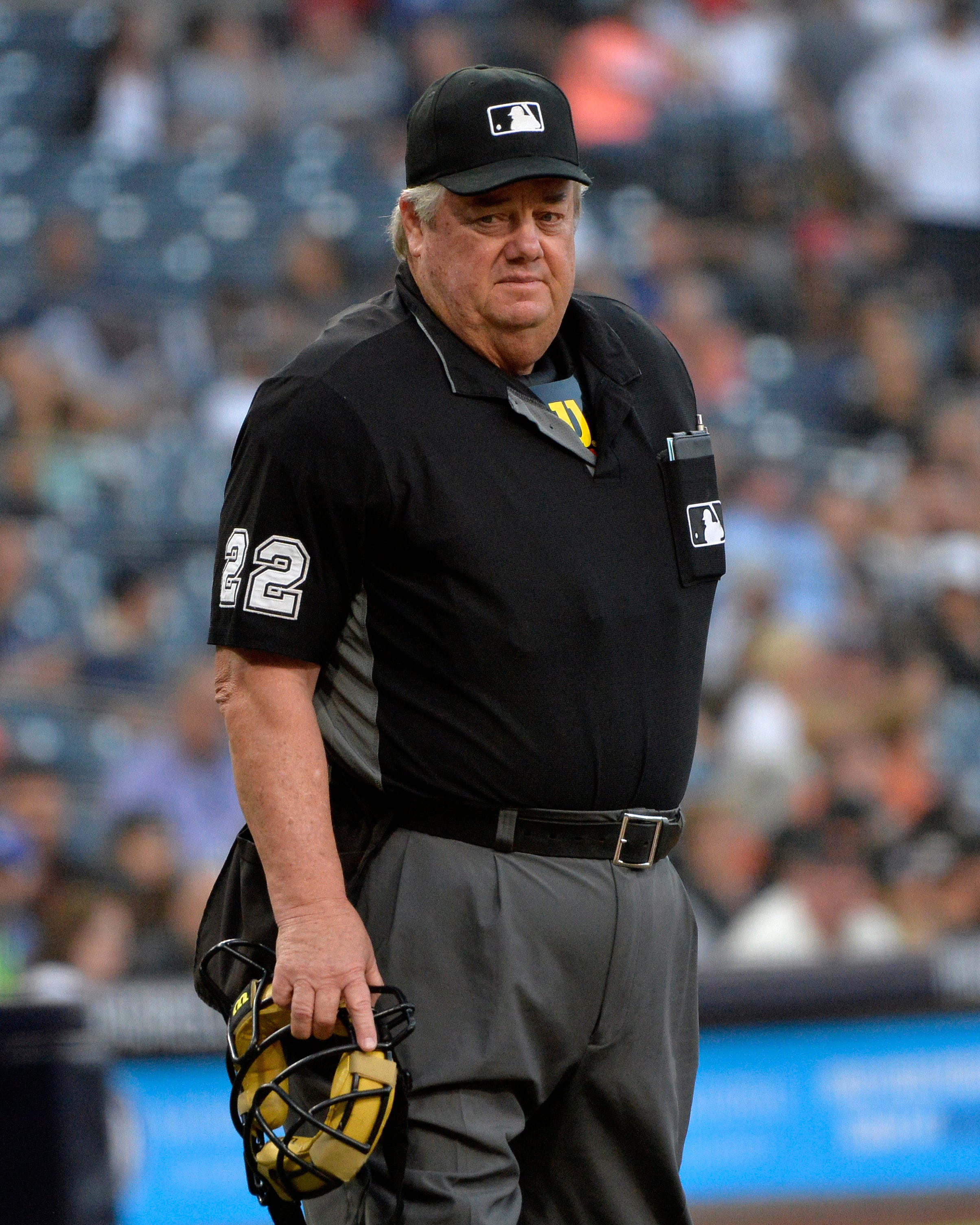 Umpire Joe West hit by errant throw in ALCS between Red Sox and Astros